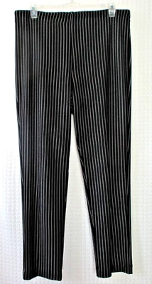 Karen Kane Black/White Pinstripe Pull On Dress Pants - Size L - Image 1 of 4