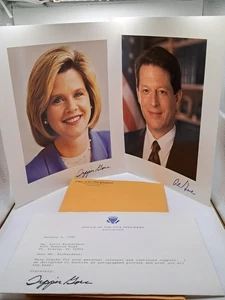 8x10 handsigniertes Foto Vizepräsident Al und Tipper Gore Brief und Umschlag - Bild 1 von 6