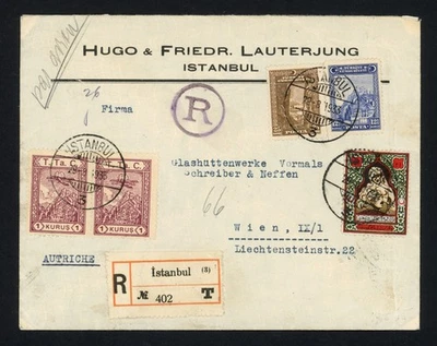 1933 Turkey Cover To Austria Aviation Fund, Charity Franking Registered Airmail - Image 1 of 2