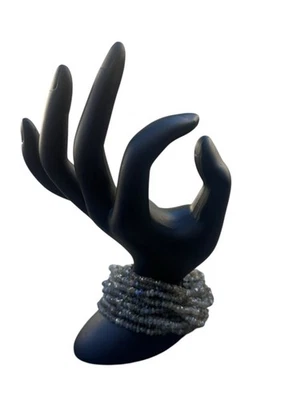 Pulsera artesanal de plata de ley de múltiples hilos de labradorita ancha 925 Foto 1 de 4