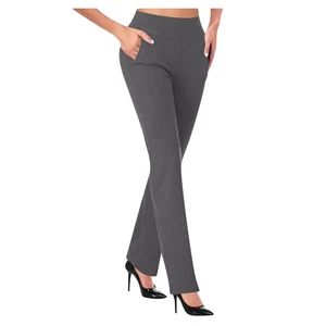 Women's High Waist Dress Pants Stretch Work Pants, Size Medium, Gray Wash - Picture 1 of 3