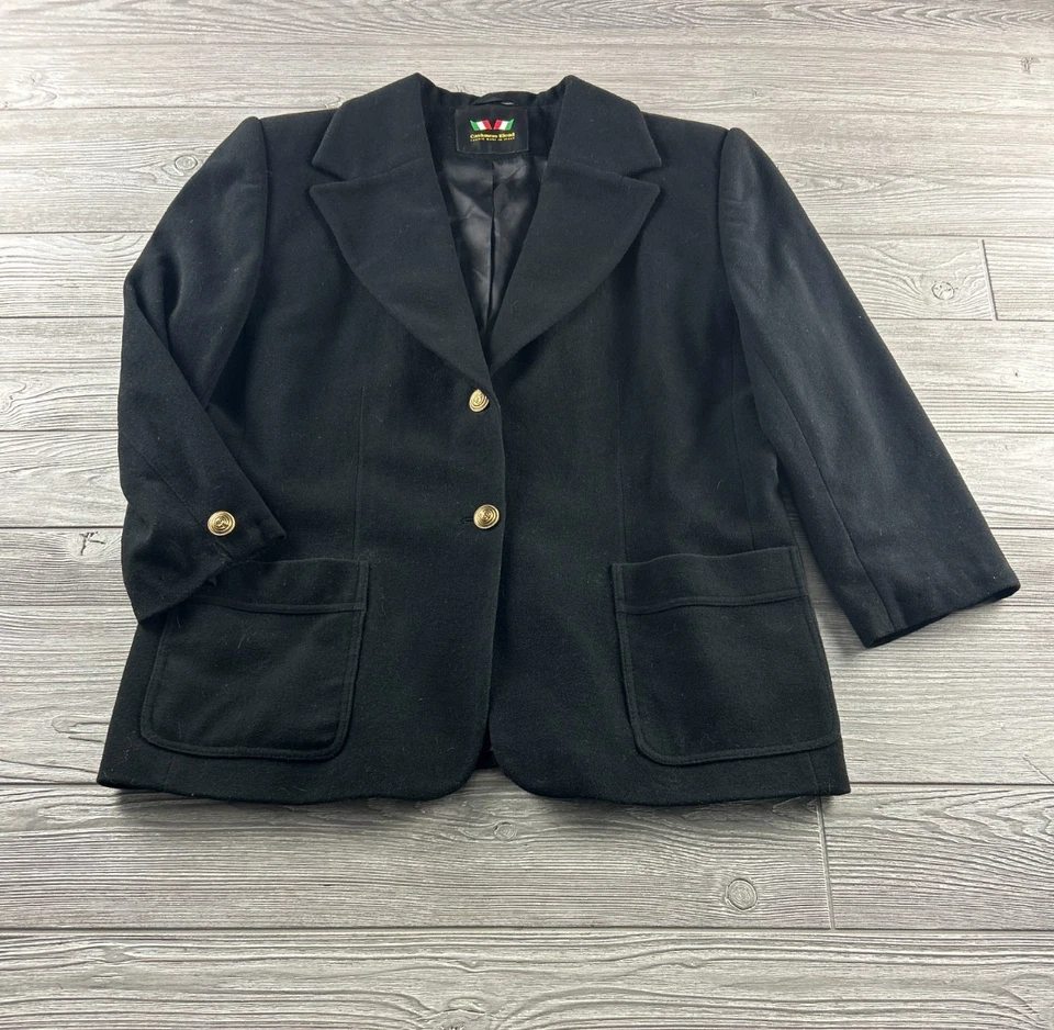 Chaqueta Blazer Para Mujer Mezcla Cachemira Italia Mezcla Lana y Cachemira Negra 2 Botes Foto 1 de 4