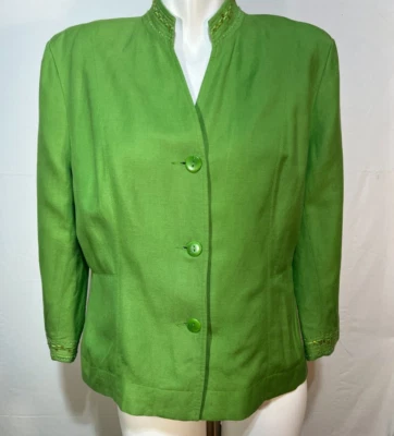 Blazer de mujer Line verde mezcla de lino mediano mezcla de lino Dressbarn Foto 1 de 4