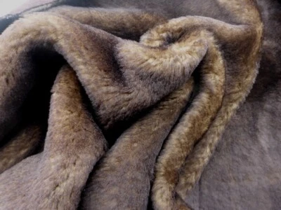 sheepskin shearling leather hide Dark Brown Tipped Light Brown Dense silky hair - Image 1 of 4