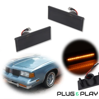 2x Smoked Amber Front Side Marker Signal Lights For 81-88 Oldsmobile Cutlass 442 - Image 1 of 4