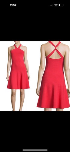 Abito T by Alexander Wang a costine con schiena incrociata aderente e svasato in ciliegio taglia large