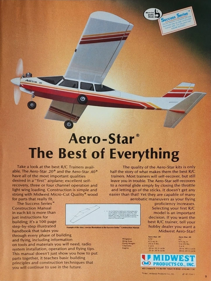 Midwest Aero Star .40 Airplane Trainer RC Print Ad Wall Art Decor Ephemeral - Image 1 of 1