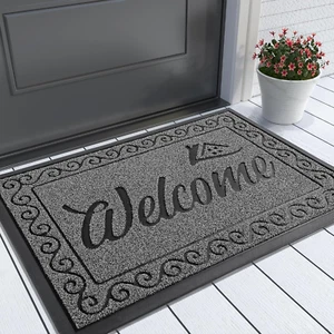 Welcome Mat, Heavy Duty Sturdy Door Mats for Home Entrance Outdoor Indoor, Front - Picture 1 of 12