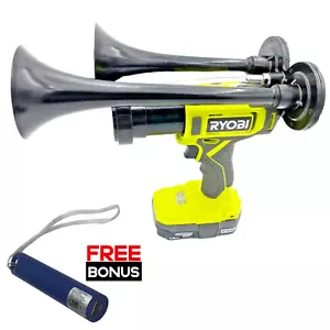 Works For Ryobi 18V Drill Train Air Horn Dual Black Air Trumpets Double Loud - Picture 1 of 9