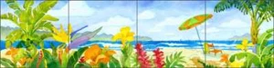 Mural de cerámica arte de azulejos tropicales salpicadero Altman playa paisaje marino RWA001 - Imagen 1 de 7