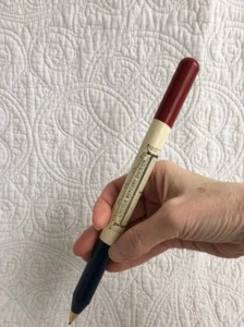 Pluma grande publicitaria vintage rara Lincoln Mercury Division roja blanca azul - Imagen 1 de 11