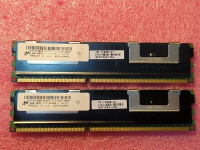 2x8GB 16GB Kit Micron DDR3 4Rx4 PC3-8500R Server Memory DIMM MT72JSZS1G72PZ - Image 1 of 4