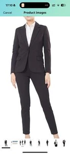 Marycrafts Women's Business Blazer Pant Suit Set for Work Size 4 Black 2 Pieces - Picture 1 of 5