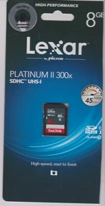 LEXAR BY MICRON PLATINUM II - 300X 45MB/s - 8GB SDHC UHS-I - MEMORY CARD - Picture 1 of 2