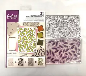 Crafters Companion Agrifoglio Festivo Set 3 Pezzi Timbri Fotopolimero Strati 671815B - Foto 1 di 4