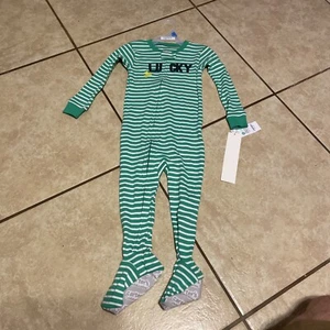 Carter's Footed Pajamas size 24m zip up sleeper green lucky striped stripe NWT - Picture 1 of 3