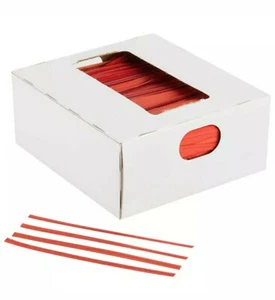 2000 Twist Ties 4" Length Red Paper Coated No Rip Cellophane General Use - Picture 1 of 2