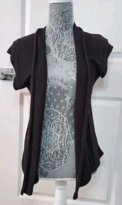 Cárdigan Suéter Xs Marrón Elástico Tejido Manga Corta Frente Abierto Xhilaration EE. UU.  Foto 1 de 4