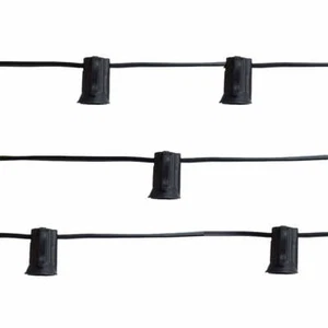 (Cord Only) 10 Socket Outdoor Patio String Light 21 FT Black Cord w/ E12 C7 Base - Picture 1 of 4