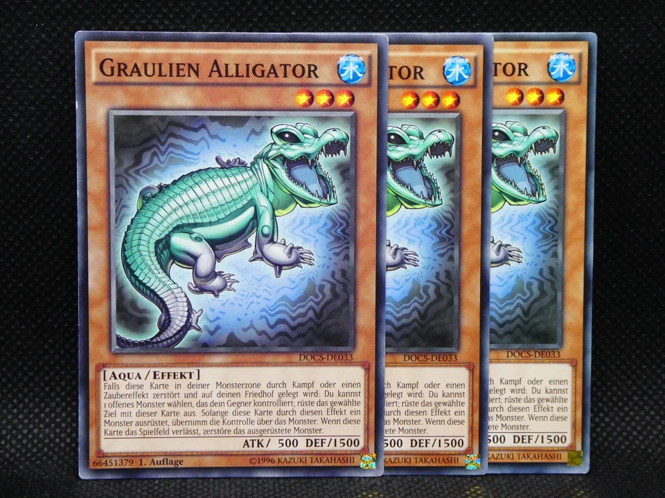 Yugioh Playset 3x Graulien Alligator DOCS DE033/ Common/ Near Mint/ Deutsch - Bild 1 von 1