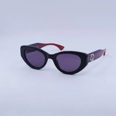 Gafas de sol Gucci GG1862S 004 negro brillante/azul/rojo/violeta oscuro 52-21-145 nuevas A... Foto 1 de 4