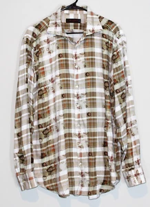 ETRO Plaid With Water Drops Print Dress Shirt Spread Collar Made Italy 44 / 16.5 - Picture 1 of 5