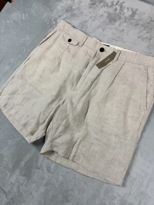 Pantalones Cortos J.Crew Oarsman Para Hombre 36x7.5 Beige Plisado Lino Transpirable Ligero NUEVO $89 Foto 1 de 4