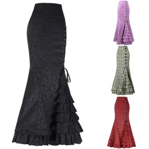 Falda Cola de Pez Damas Larga Sirena Retro Corsé Falda Gótica Victoriana Steampunk - Imagen 1 de 19