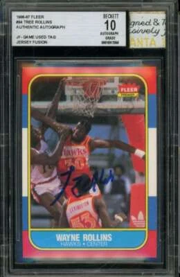Tree Rollins Card 1986-87 Fleer Authetic Autograph Tag #94 BGS 10 Auto - Image 1 of 2