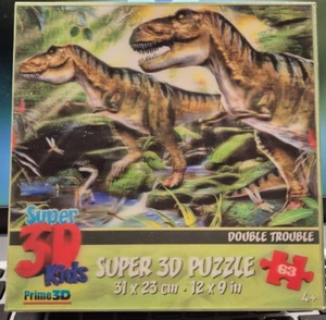Super 3D Double Trouble Double Dinosaur T-Rex Puzzle 63 Piece Brand New - Picture 1 of 2