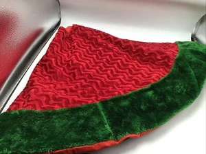 Falda Árbol de Navidad Terciopelo Triturado Lujo Texturizado Felpa Zigzag Rojo Verde 42"  - Imagen 1 de 8