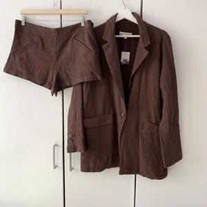 Free People If You Try Short Two Piece Suit Set Size US6 UK 10 Blazer And Shorts - Picture 1 of 11