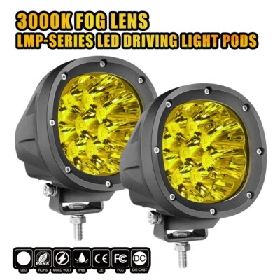 2X 4" 90W LED Redondo Off Road Luces de Conducción Pods Faros para Jeep JK JL Foto 1 de 4