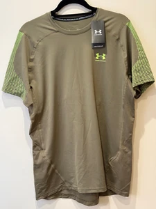 Under Armour HeatGear Armour Fitted Short Sleeve Shirt – Green – Size L – BNWT - Imagen 1 de 9