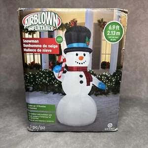 6.9ft Airblown Inflatable Christmas Snowman LED Lighted Yard Decor - Picture 1 of 4
