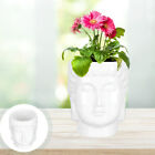 Ceramic Buddha Face Flower Pot Succulent Planter Home Decor (White)-DH