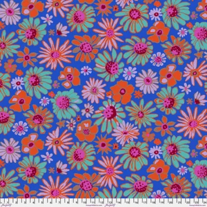 NEW! KAFFE FASSETT BRANDON MABLY BLOOMERS BM93 COBALT BLUE FLORAL FABRIC HALF YD - Picture 1 of 1