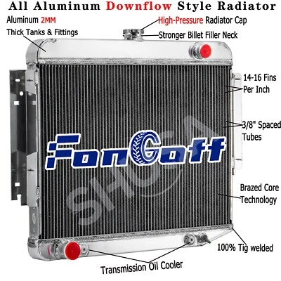 4 Row Aluminum Radiator fit Dodge Charger 500 R/T 7.0L 7.2L Big Block 66-1969 67 - Изображение 1 из 4