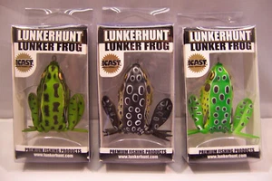 3 PIECE LOT LUNKERHUNT: PREMIUM LUNKER FROG FISHING LURES WEEDLESS HOOKS 2.25 in - Picture 1 of 2