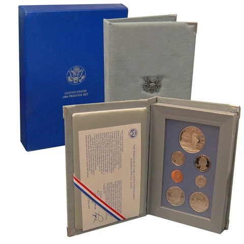 1986 PRESTIGE Proof Set. U.S.Mint  w/ Box & COA ~~ Pristine Cover
