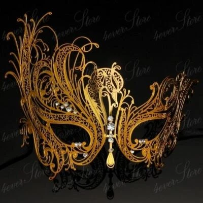 Máscara de Mascarada para Mujer | Elegante Máscara de Mascarada de Cisne Dorado M7139 Foto 1 de 4