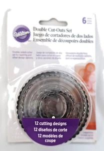 WILTON ROUND - DOUBLE CUT-OUTS - FOR COOKIES FONDANTS - 6 PIECES - NEW - Picture 1 of 2