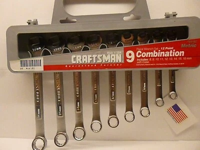 Craftsman 9pc12pt Metric Combination Wrench Set Made in the USA #9 44182 - Image 1 of 4
