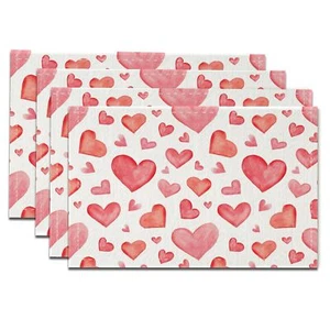 Valentine's Day Placemats Set of 4 12x18 Inch Love Heart Table Mats Love Hear... - Picture 1 of 7