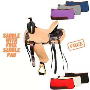 Western Youth/Adult Horse Ranch Saddle Tan color with Free Saddle Pads - Picture 1 of 8
