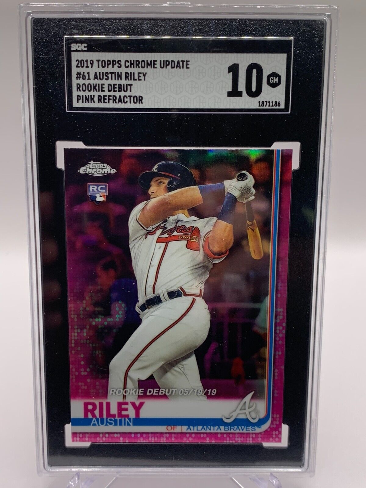 2019 Topps Chrome Update Pink Refractor #37 Austin Riley RC Rookie SGC 10