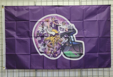 Minnesota Vikings 3ftx5ft Team Flag Vikings Banner NFL *FAST FREE SHIPPING!🔥🔥 Cover