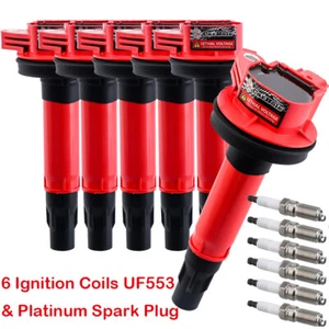 UF553 Ignition Coil & Platinum Spark Plugs 6PCS For 2010-2014 Ford Lincoln Mazda - Picture 1 of 12