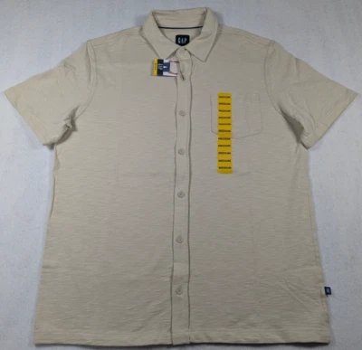 GAP - Short Sleeve Knit Button Up Shirt - Oyster Gray - GP005442 - Size: M - Image 1 of 4