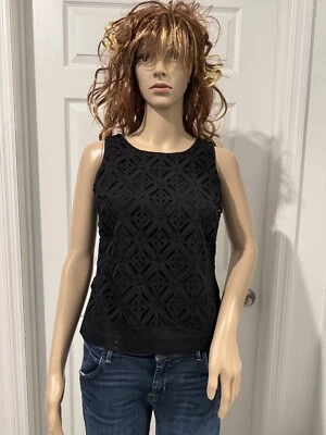 Camiseta sin mangas con recorte geográfico mercado negro de la Casa Blanca cremallera trasera talla 0 usada en excelente estado Foto 1 de 4